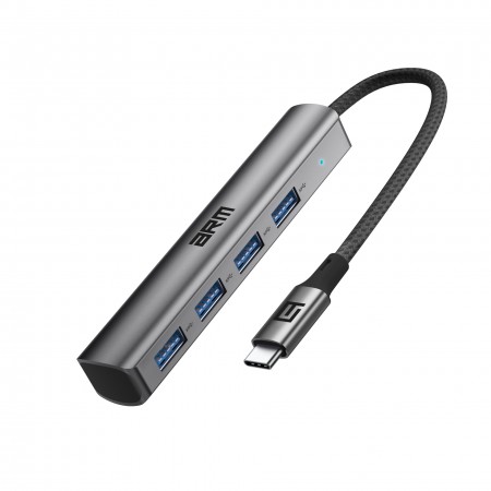 Хаб USB-C ArmorStandart Type-C to 4 USB 3.0, сірий