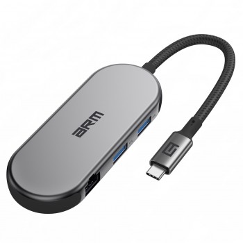 USB-C хаб ArmorStandart Type-C to HDMI 4K + LAN + PD + 2 USB + TF/SD, сірий