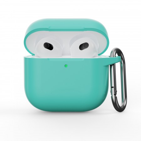 Силіконовий чохол для навушників ArmorStandart Hang Case для Apple AirPods 4, м'ятно-зелений, товщина 2 мм, з карабіном