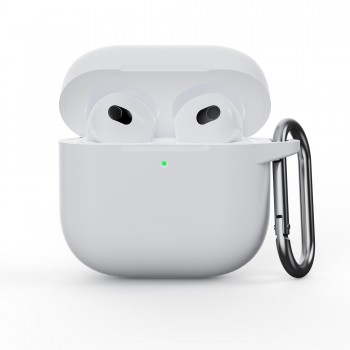 Силіконовий чохол ArmorStandart Hang Case для Apple AirPods 4 білий з карабіном Силіконовий чохол ArmorStandart Hang Case для Apple AirPods 4 білий з карабіном
