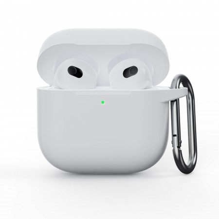 Силіконовий чохол ArmorStandart Hang Case для Apple AirPods 4 білий з карабіном