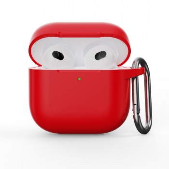 Силіконовий чохол для навушників ArmorStandart Hang Case для Apple AirPods 4 Red з карабіном Силіконовий чохол для навушників ArmorStandart Hang Case для Apple AirPods 4 Red з карабіном