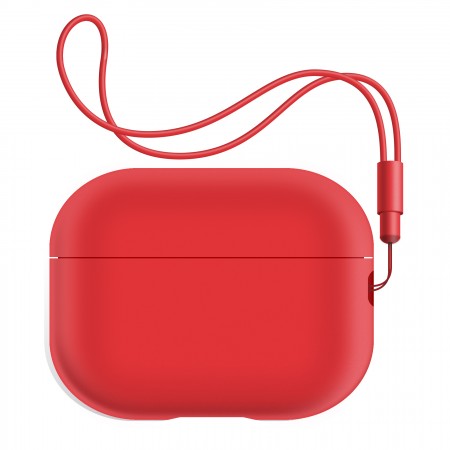 Силіконовий чохол ArmorStandart Silicone Case with straps для Apple AirPods Pro 2, червоний, з ремінцем