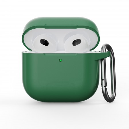 Силіконовий чохол для навушників ArmorStandart Hang Case для Apple AirPods 4 Needle Green з карабіном