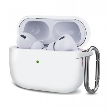Силіконовий чохол для навушників Apple AirPods Pro 2 ArmorStandart Hang Case з карабіном, білий Силіконовий чохол для навушників Apple AirPods Pro 2 ArmorStandart Hang Case з карабіном, білий