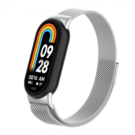 Ремешок ArmorStandart Milanese Magnetic для Xiaomi Smart Band 10/9/8, серебристый