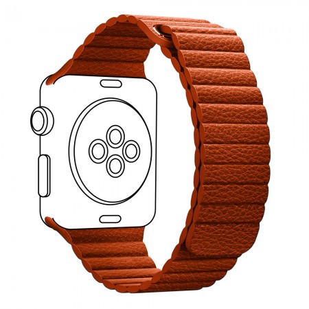 Ремінець для Apple Watch 42/41/40/38 ArmorStandart Leather Loop, оранжевий