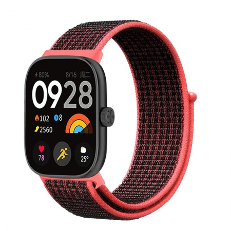 Ремінець нейлоновий ArmorStandart для Xiaomi Mi Band 9 Pro/8 Pro/Redmi Watch 4/5, чорний/рожевий