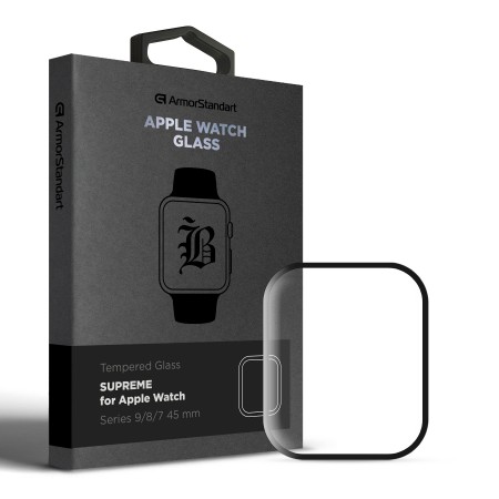 Захисне скло ArmorStandart Supreme Black Icon для Apple Watch Series 9/8/7 45 mm