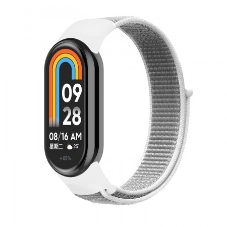Ремінець нейлоновий ArmorStandart для Xiaomi Smart Band 10/9/8, біло-сірий