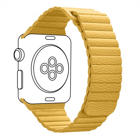 Ремінець для Apple Watch 42/41/40/38 ArmorStandart Leather Loop, жовтий
