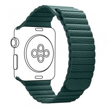 Ремінець для Apple Watch 42/41/40/38 ArmorStandart Leather Loop, лісовий зелений