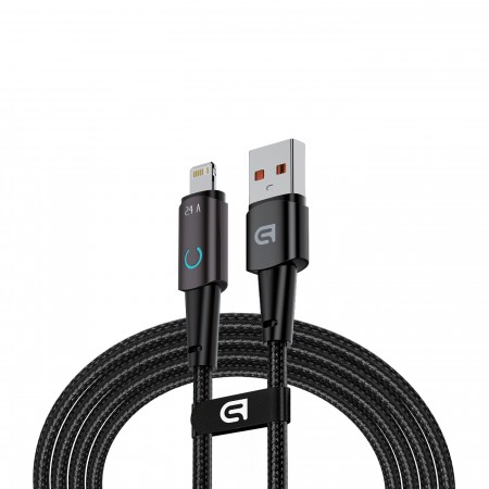 Кабель USB-A – Lightning ArmorStandart AT-AL, 1.2 м, 12 Вт (5V/2.4A), з підсвіткою, чорний