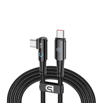 Кабель ArmorStandart AT-C1D USB Type-C - Type-C кутовий 90°, 100 Вт, 1,2 м, чорний