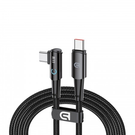 Кабель ArmorStandart AT-C1D USB Type-C - Type-C кутовий 90°, 100 Вт, 1,2 м, чорний