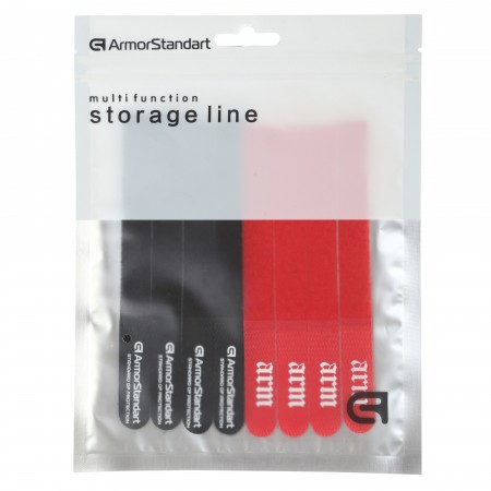 Набір органайзерів для кабелю ArmorStandart Stick Pack, 8 шт., чорний/червоний