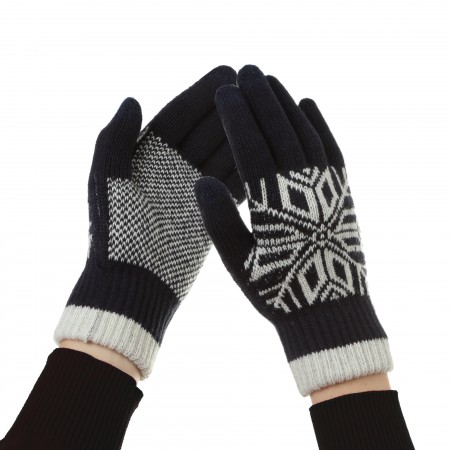 Перчатки для сенсорных экранов ArmorStandart Touch Gloves Snowflake с орнаментом, синие, One Size