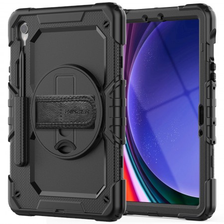 Противоударный чехол ArmorStandart Panzer для планшета Samsung Tab S9 FE / S9 / S10 FE чёрный с ремешком