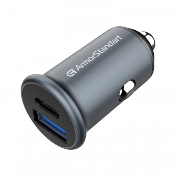 Автомобильное зарядное устройство ArmorStandart USB Type-C PD20W + USB QC 3.0 Grey (ARM65439)