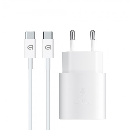 Зарядное устройство ArmorStandart AR-TA800W USB-C 25W White + кабель USB-C to USB-C (ARM63804)