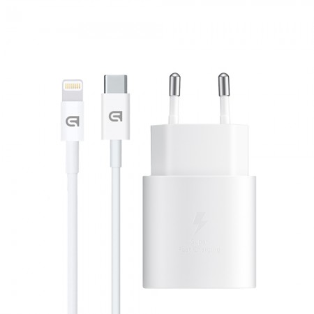 Зарядное устройство ArmorStandart AR-TA800W USB-C 25W White + кабель USB-C to Lightning (ARM77719)