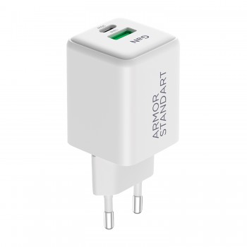 Мережевий зарядний пристрій ArmorStandart AR371 30W GaN Type-C + USB-A White (ARM77549)