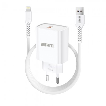 Сетевое зарядное устройство ArmorStandart AR012 1хUSB 24W with Lightning cable White (ARM69894)