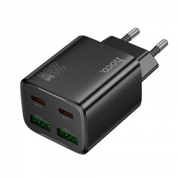 Зарядний пристрій Hoco N55 Home Charger | 20W | 2PD | 2U | Вогнетривкий матеріал, Розумний чип, Компактний розмір, 1 м кабель | Чорний
