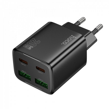 Зарядний пристрій Hoco N55 Home Charger | 20W | 2PD | 2U | Вогнетривкий матеріал, Розумний чип, Компактний розмір, 1 м кабель | Чорний