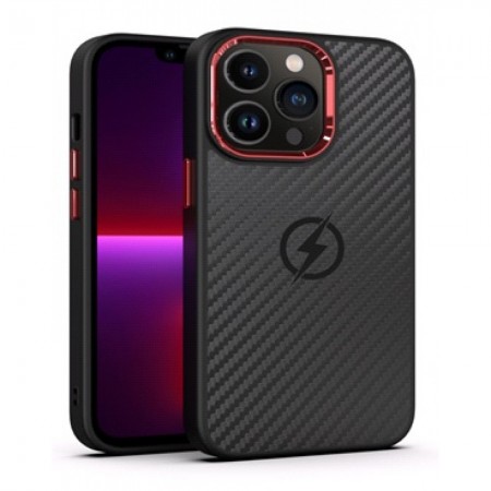 Захисний чохол для iPhone 14 Pro Alloy Carbon Fiber Heat Sink Magnetic Case, чорний