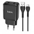 Сетеве зарядне пристрій Hoco N7 2.1A 2USB з Micro Cable 1m — чорне, вогнетривкий PC, EU штекер