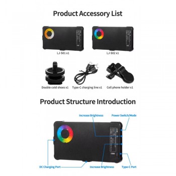 Селфі-спалах для телефону LJ-S02 RGB, 4000mAh, 3000-6500K