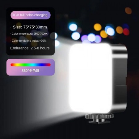 Лампа відеосвітло LED AY-72 RGB, міні-світильник із затискачем, RGB-підсвітка та три режими освітлення