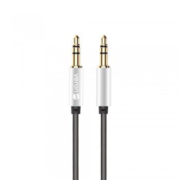 Аудіокабель Veron AUX40, 1 м, металевий з плетеним нейлоном, з роз'ємами 3.5 мм