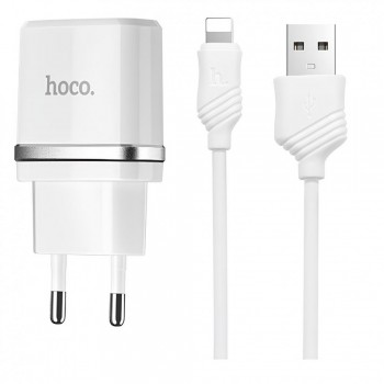 Сетевий зарядний пристрій для iPhone Hoco C12 2.4A з 2 USB, 1м Lightning і Micro-USB кабелем, адаптер ЄС Сетевий зарядний пристрій для iPhone Hoco C12 2.4A з 2 USB, 1м Lightning і Micro-USB кабелем, адаптер ЄС