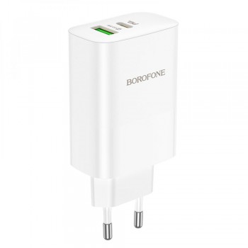 Універсальне зарядне пристрій 65W PD 1U Borofone BN10 — біле, швидке зарядне пристрій для смартфонів і планшетів.