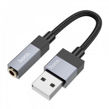 Адаптер перехідник USB-A на 3,5 мм Hoco UPA32D, 0,15 м, алюмінієвий сплав, чорний