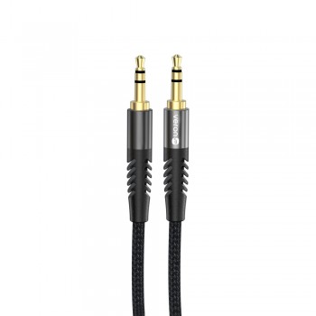 АUX кабель Veron AUX33, 1 м, металевий + плетений нейлон, чоловічий 3.5 мм - чоловічий 3.5 мм