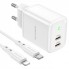 Сетеве зарядне пристрій 35W з 2 портами USB-C та кабелем Lightning (1 м) Borofone BN9 — для iPhone та інших пристроїв