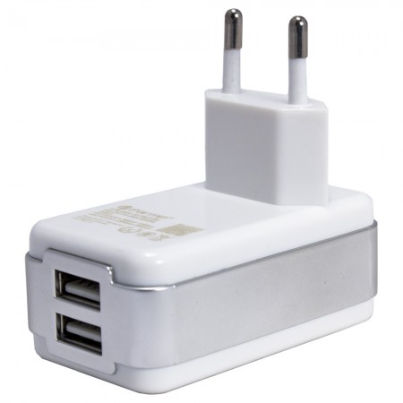 Зарядний пристрій Parmp Home Charger 3.0A з 2 USB Type-A, 1,5A, 15V, 1м Micro Cable (DUC-0178210W), біле