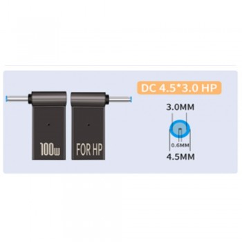 Адаптер перехідник USB-C до DC4530 для HP, чорний, підтримка зарядки та передачі даних