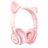 Наушники Hoco W36 Cat Ear, беспроводные, 3.5 мм, розовые, с микрофоном, экокожаные амбушюры