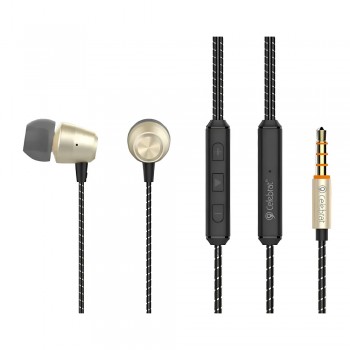 Навушники з мікрофоном Celebrat G11, золоті, 3.5 мм