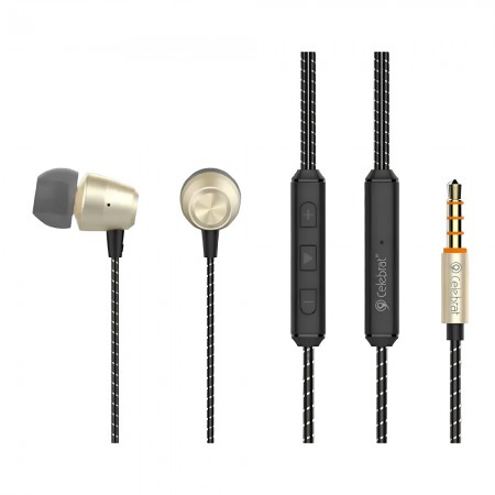 Навушники з мікрофоном Celebrat G11, золоті, 3.5 мм