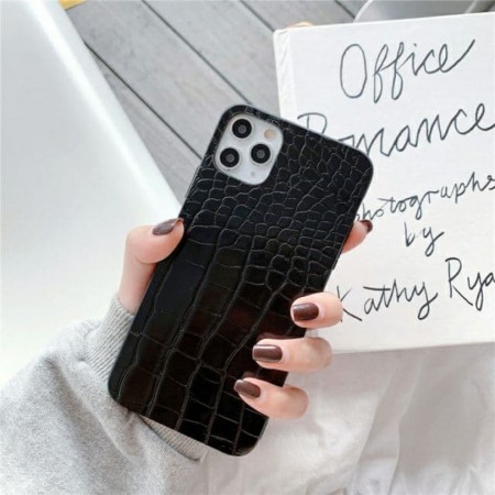 Захисний чохол для iPhone 12 Retro Vintage Crocodile TPU Case, чорний