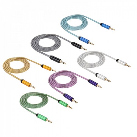 Кабель Aux (чоловічий до чоловічого) Baseus 1м, металевий, різнокольоровий, підтримка Hi-Fi звуку