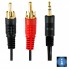 Аудіокабель AUX to 2 RCA 1m KY-180, нейлоновий, чорний