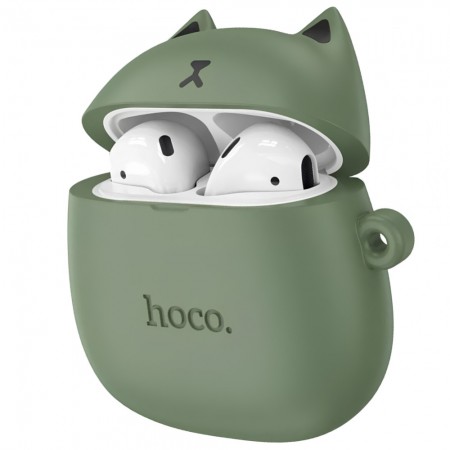 Bluetooth гарнітура Hoco EW45 Forest Cat TWS Green, Bluetooth 5.3, ємність акумулятора 30 мАг, час роботи 4 години