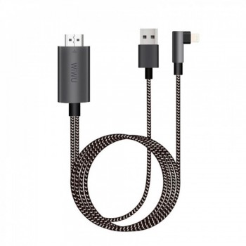 HDMI-кабель Lightning to HDMI WiWU X7L, 1 м, сірий, підтримка 1080p, для iPhone/iPad