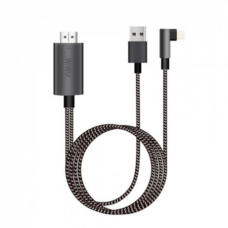 HDMI-кабель Lightning to HDMI WiWU X7L, 1 м, сірий, підтримка 1080p, для iPhone/iPad